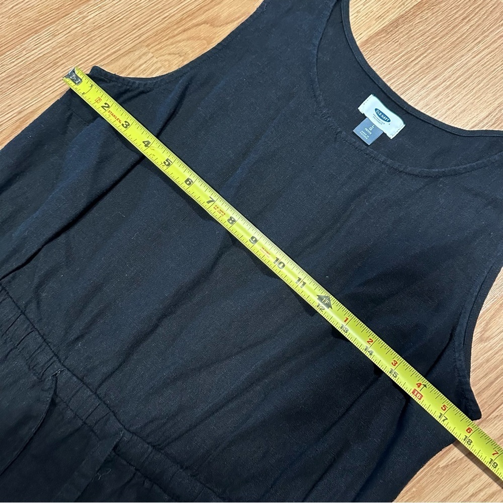 Old Navy Women Petite Large Linen Rayon Blend Drawstring Tank Midi Dress Black - Picture 5 of 8
